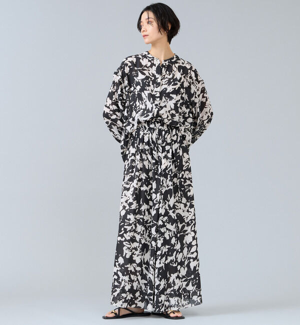 Liesse「強撚割繊フラワープリントシャツブラウス」|シャツ・ブラウス|