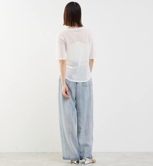 Soffitto「コットンチュールヘンリーネック5分袖Tシャツ」|Tシャツ・カットソー|