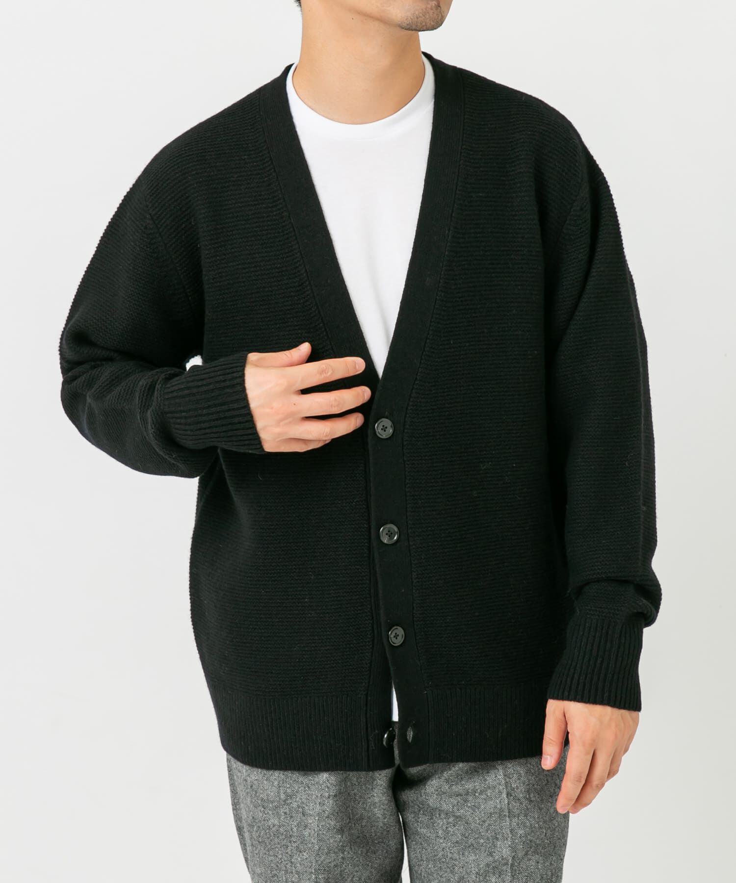 URBAN RESEARCH ROSSO「『XLサイズあり』ハミルトンウールガーター編みVネックカーディガン」|カーディガン|