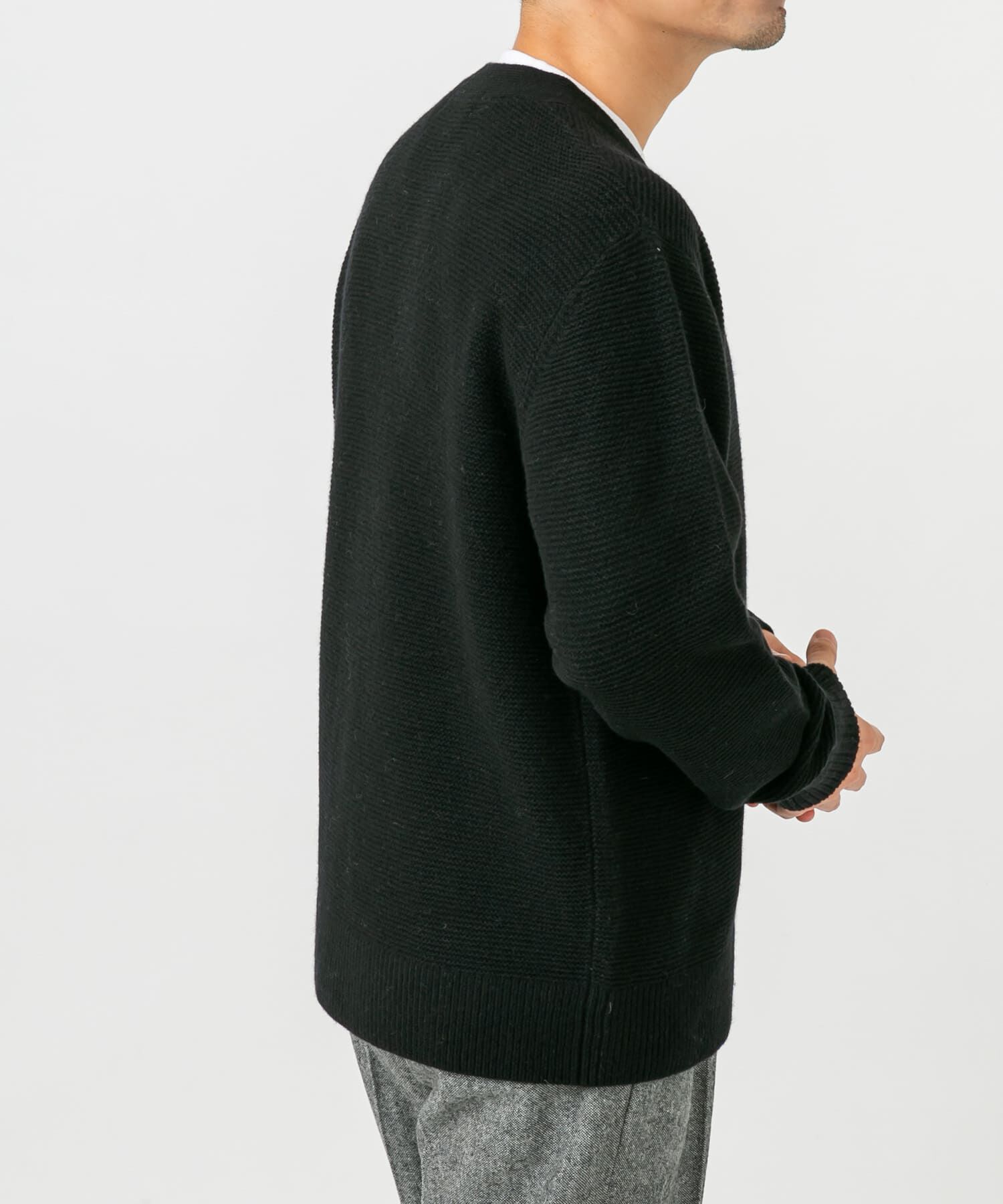 URBAN RESEARCH ROSSO「『XLサイズあり』ハミルトンウールガーター編みVネックカーディガン」|カーディガン|