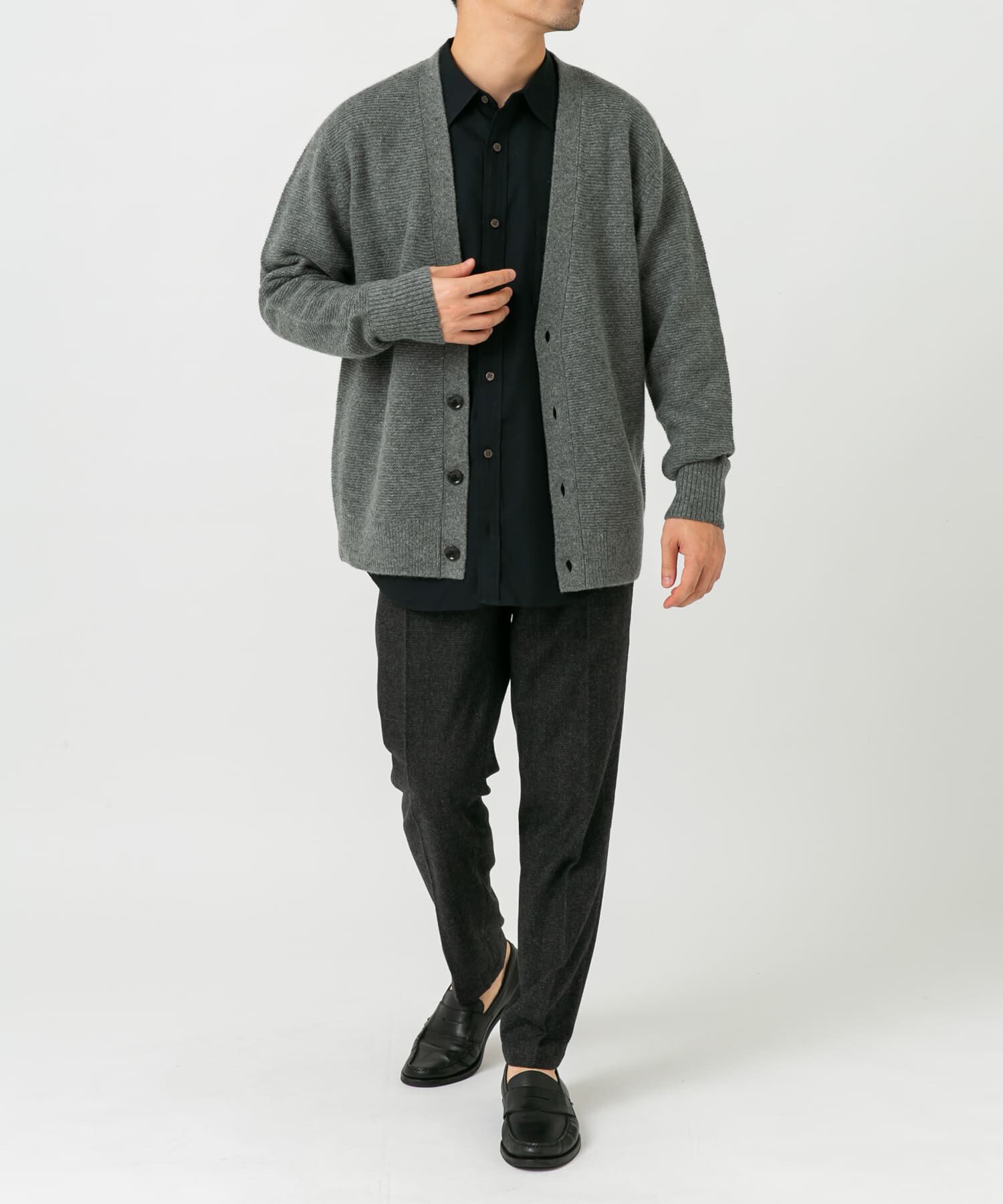 URBAN RESEARCH ROSSO「『XLサイズあり』ハミルトンウールガーター編みVネックカーディガン」|カーディガン|