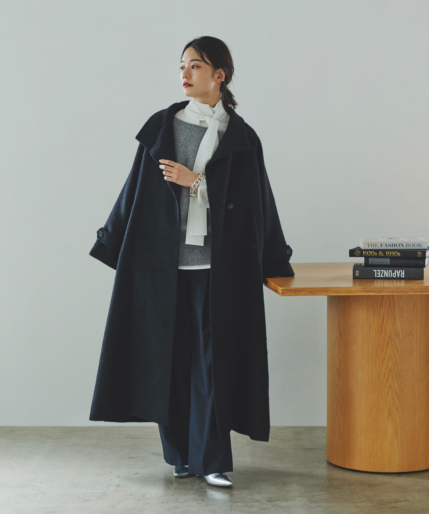 URBAN RESEARCH ROSSO「アルパカ混シャギースタンドコート」|ノーカラーコート|