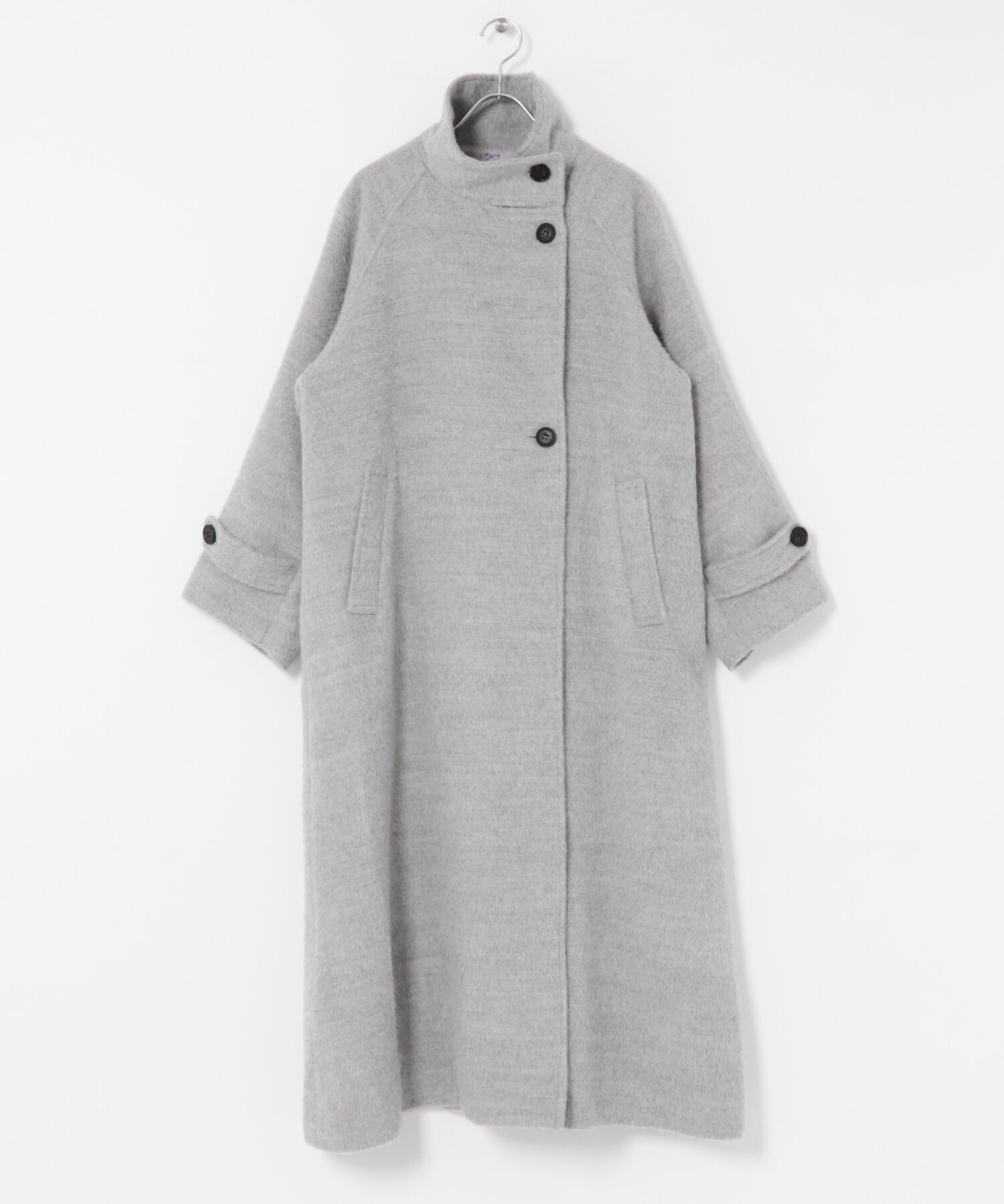 URBAN RESEARCH ROSSO「アルパカ混シャギースタンドコート」|ノーカラーコート|