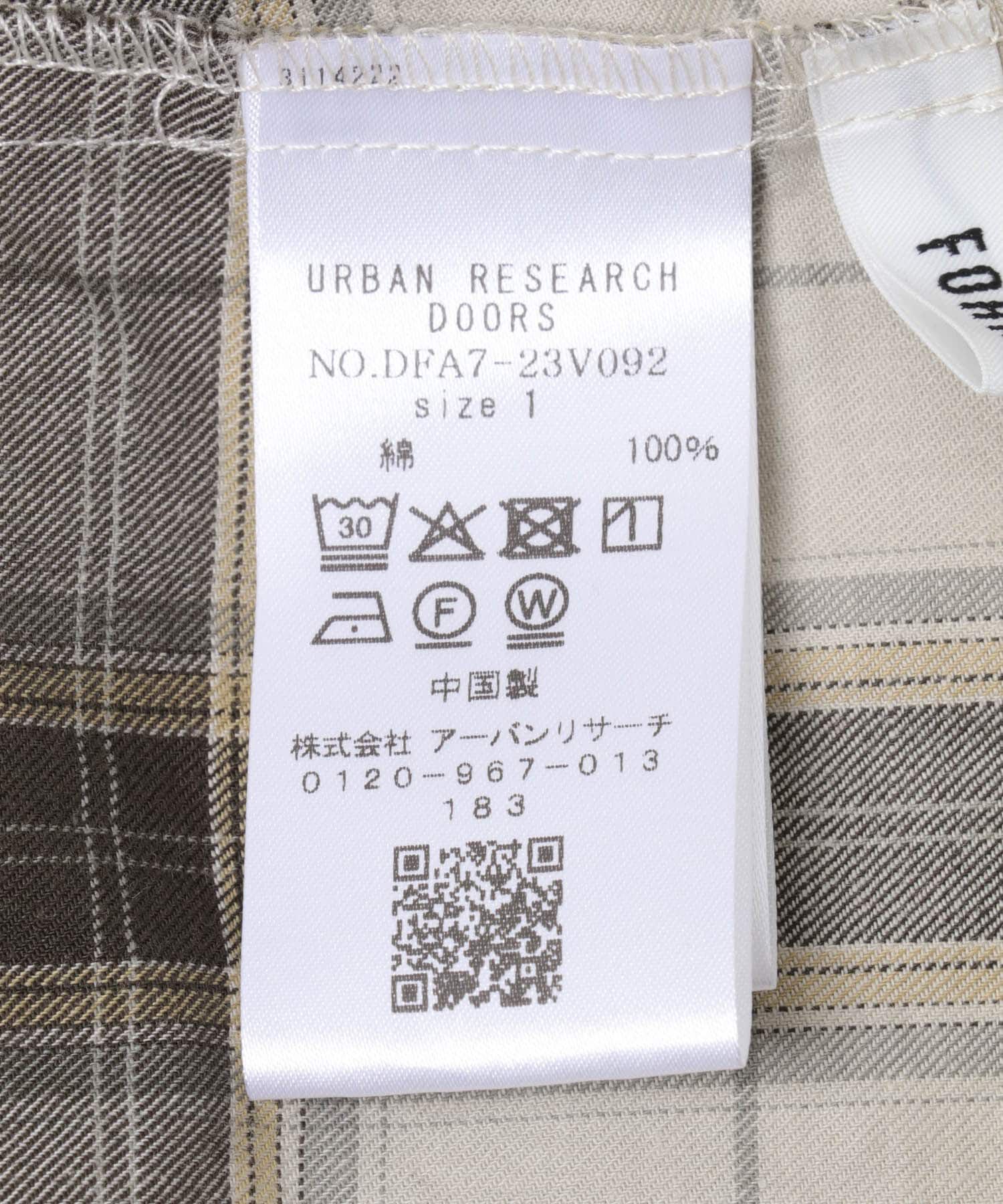 URBAN RESEARCH DOORS「FORK&SPOON　ブラッシュドチェックシャツ」|シャツ・ブラウス|
