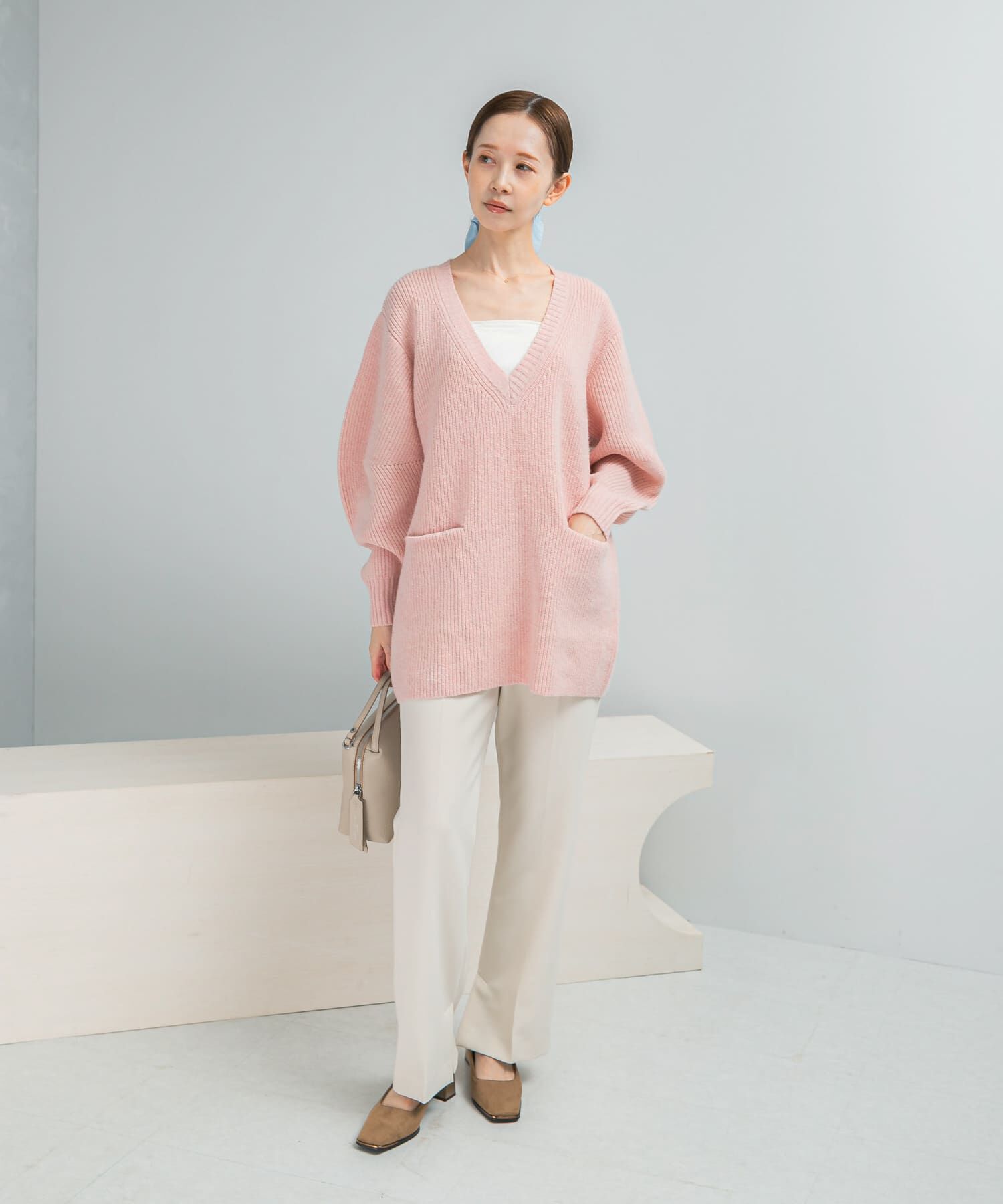 URBAN RESEARCH ROSSO「アルパカ混カーブスリーブVネックプルオーバー」|ニット・セーター|