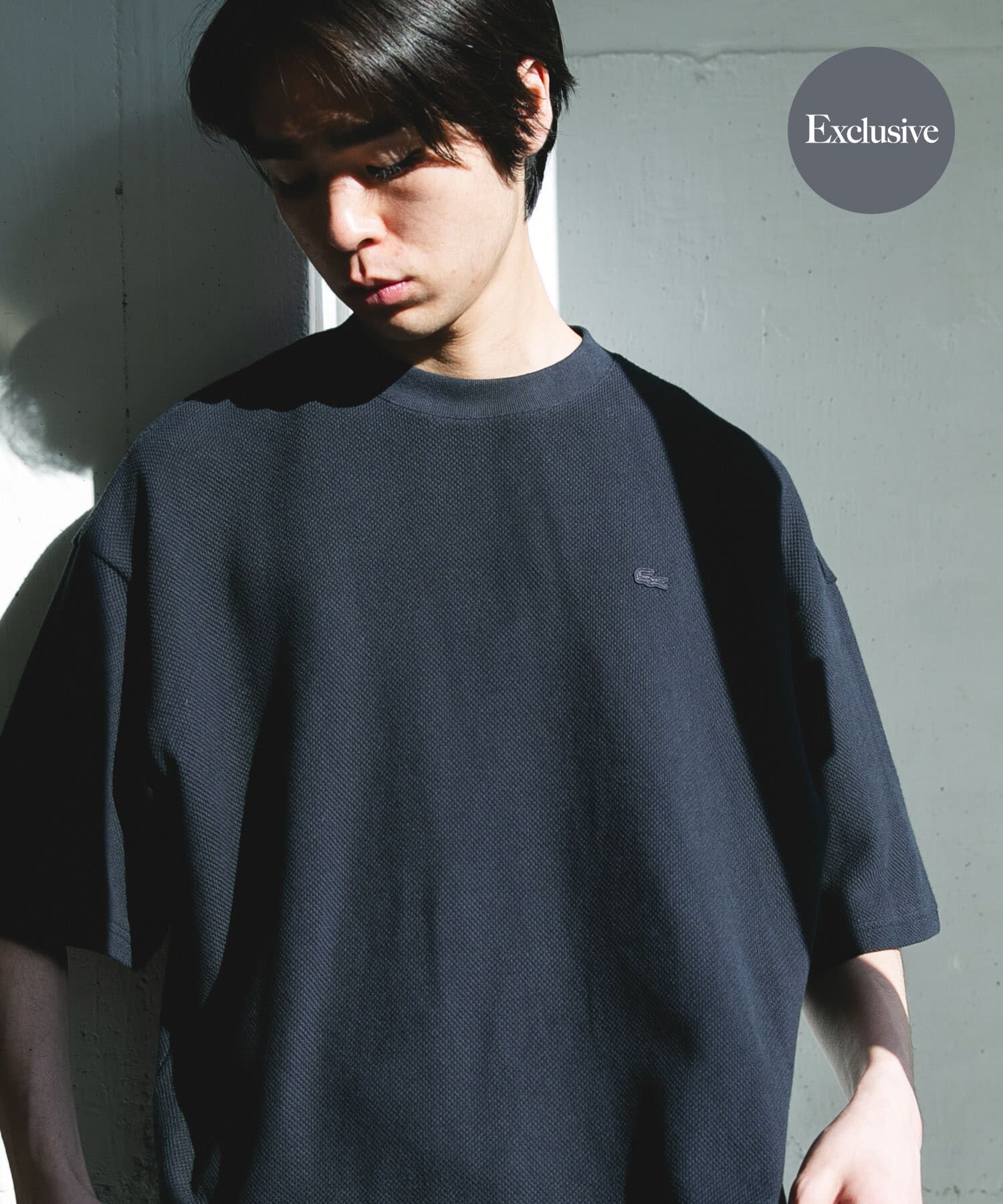 URBAN RESEARCH DOORS「『別注』LACOSTE&times;DOORS　THICK PIQUE ROUND SHORT-SLEEVE」|Tシャツ・カットソー|ネイビー