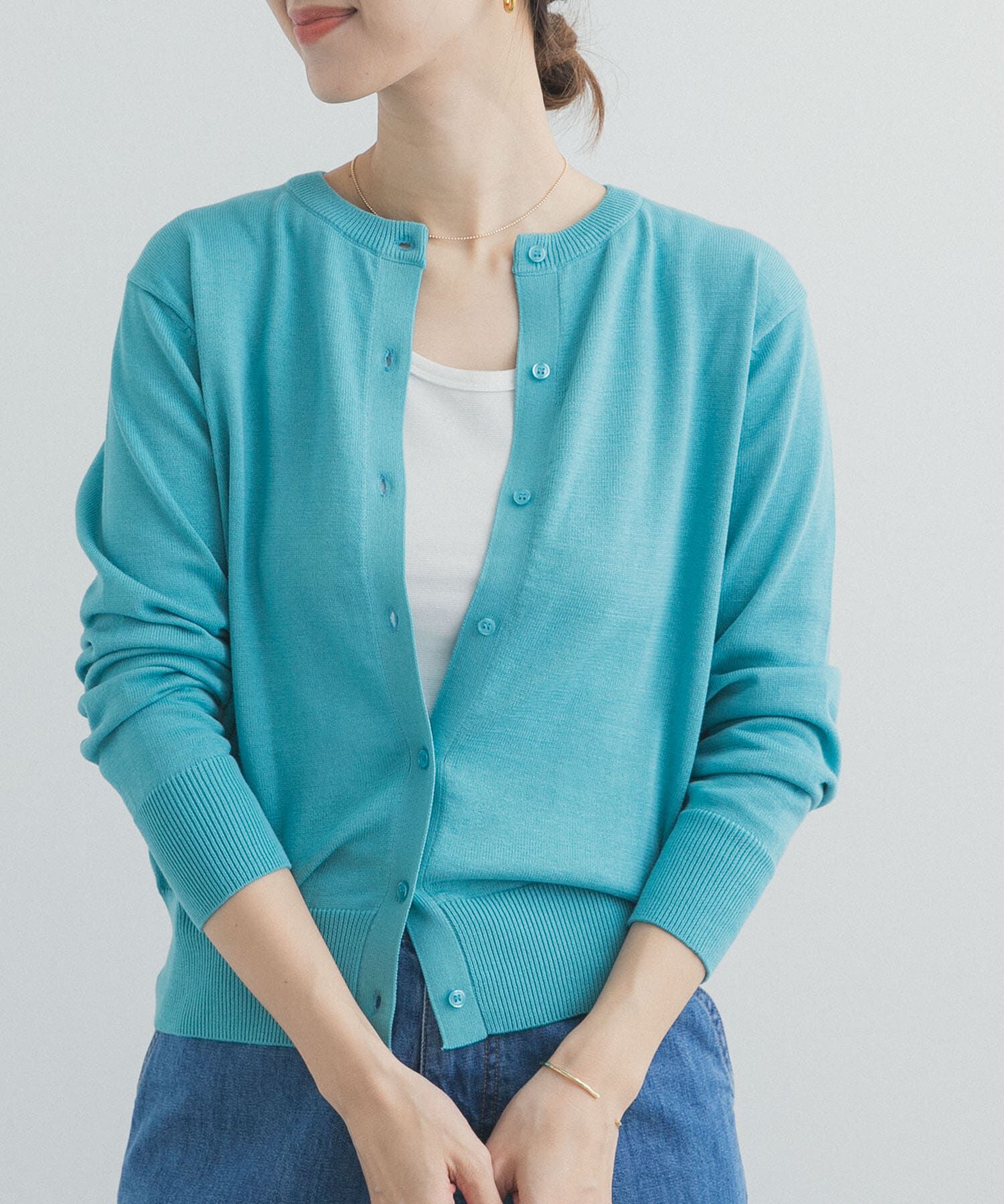 URBAN RESEARCH DOORS「オーガニックコットンクルーネックカーディガン」|カーディガン|