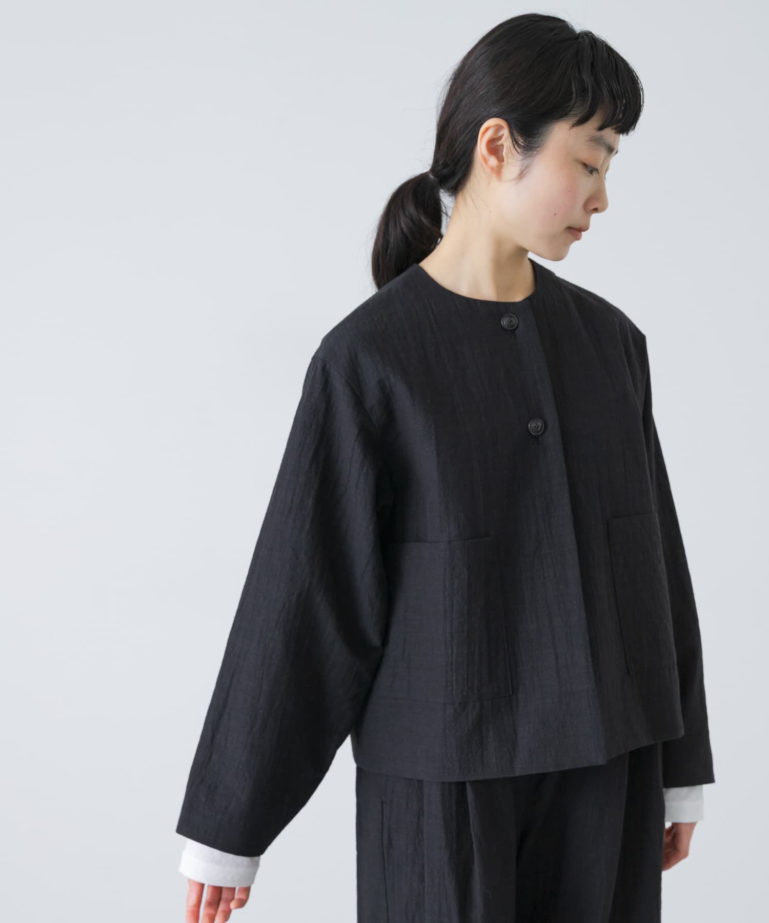 かぐれ「『セットアップ対応』 ノーカラーショートジャケット」|ノーカラージャケット|