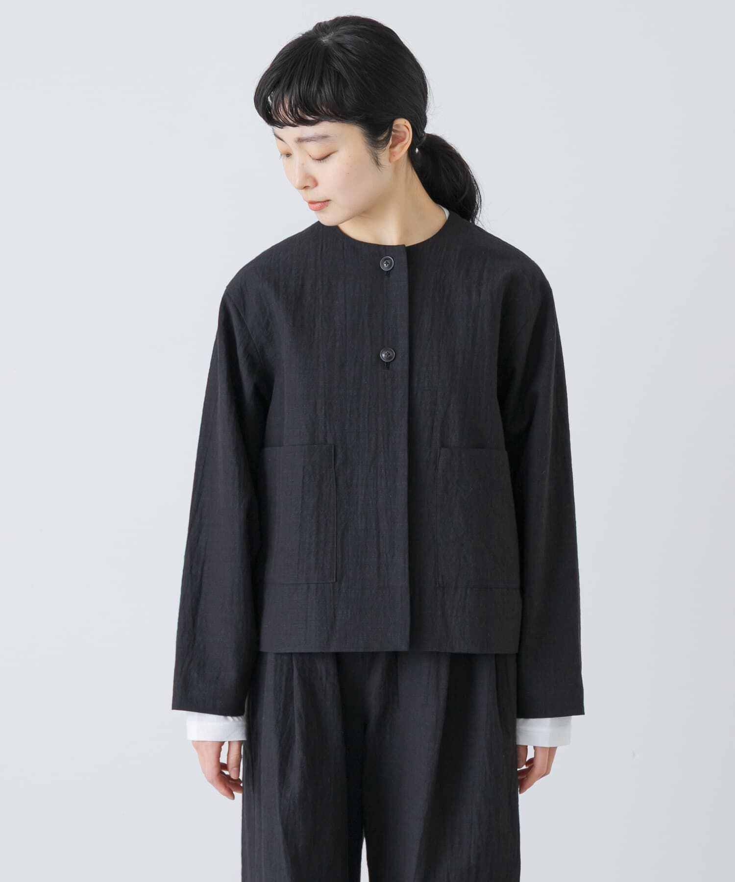 かぐれ「『セットアップ対応』 ノーカラーショートジャケット」|ノーカラージャケット|