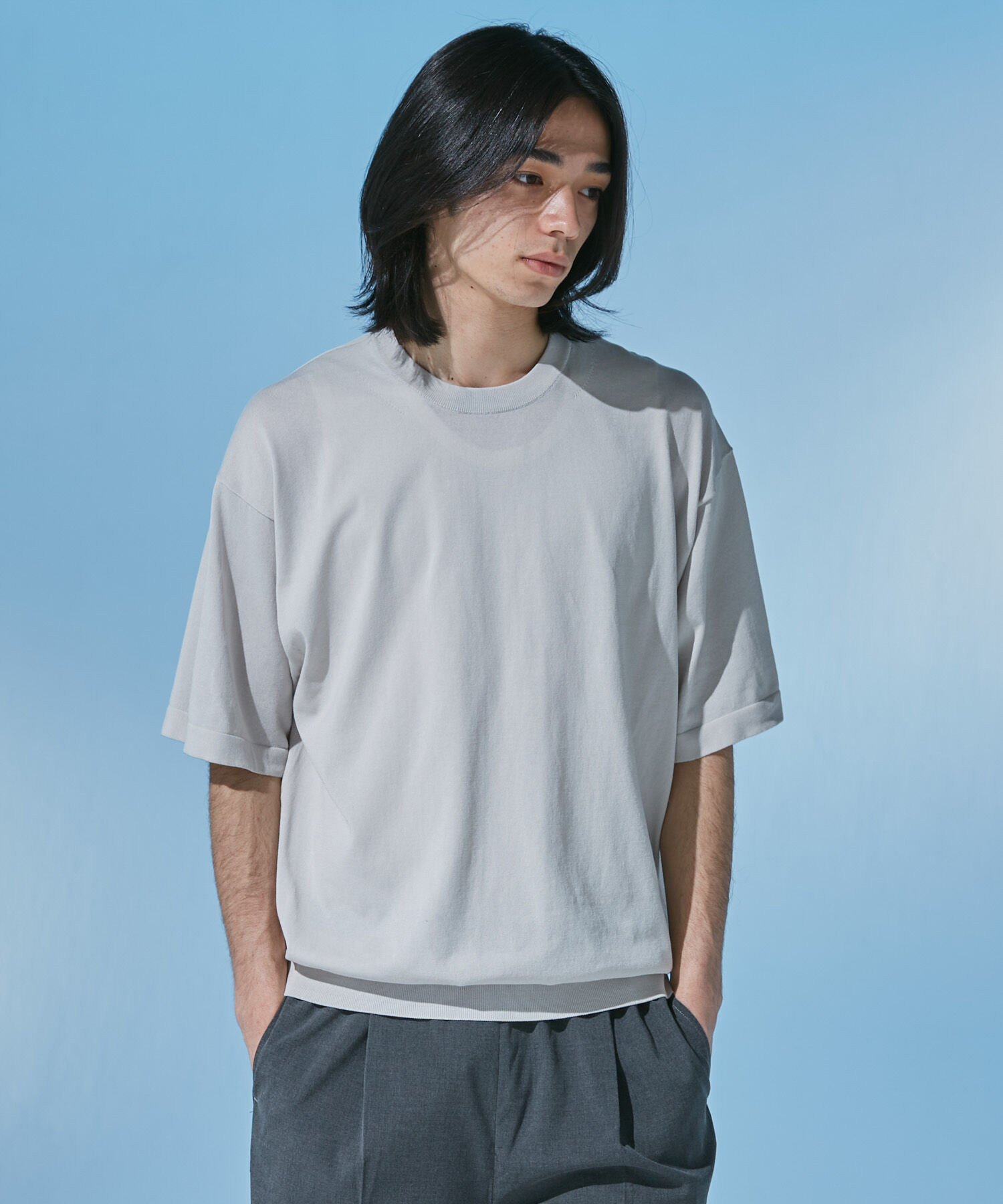 URBAN RESEARCH DOORS「『UR TECH』サマシェア クルーネックニット」|ニット・セーター|