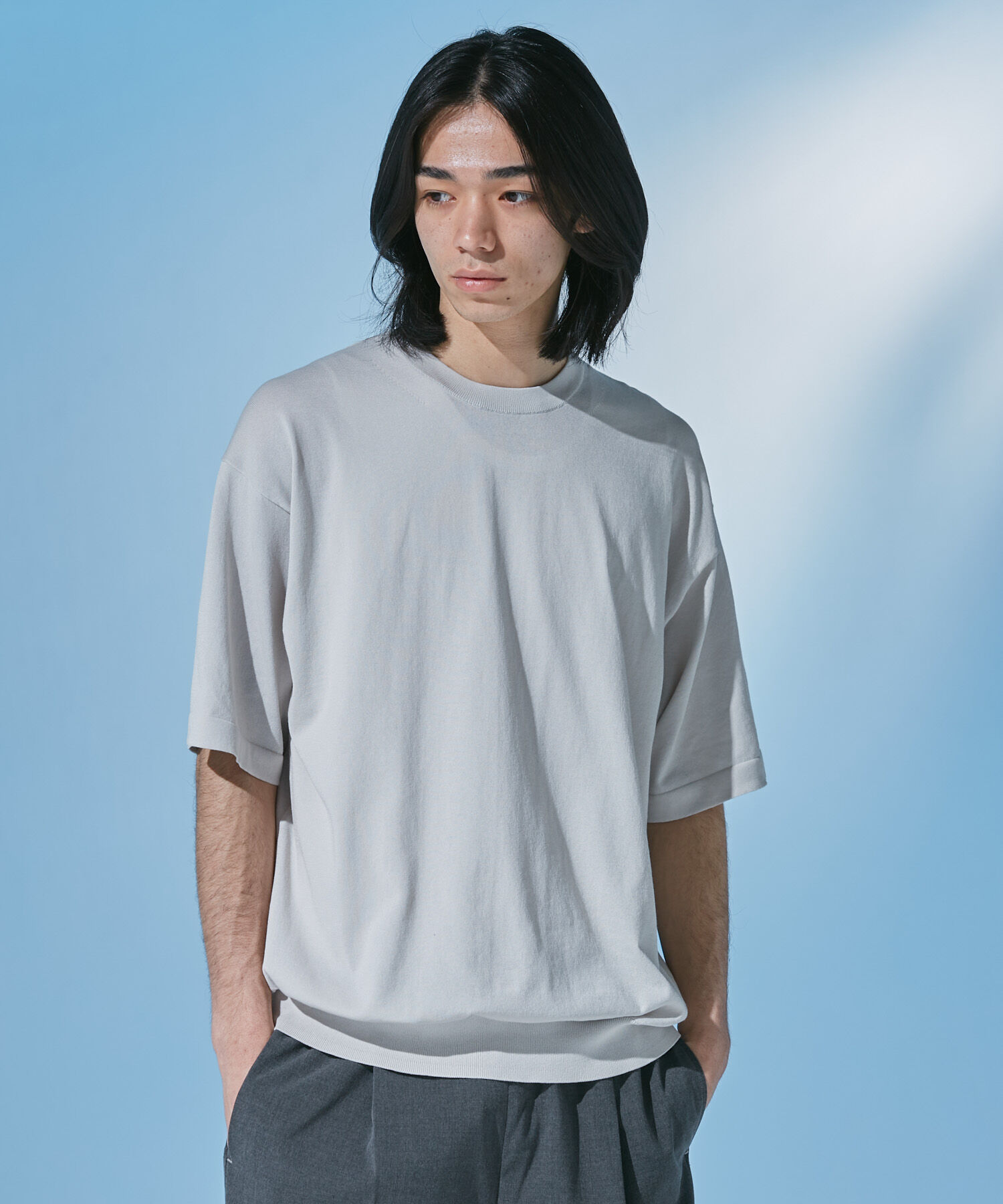 URBAN RESEARCH DOORS「『UR TECH』サマシェア クルーネックニット」|ニット・セーター|