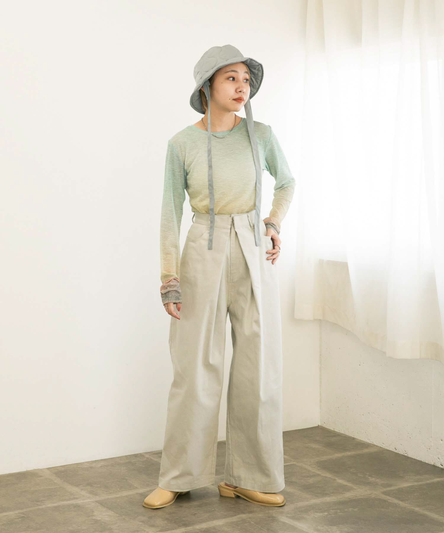  「リボン付きキルティングバケットHAT」|ハット|