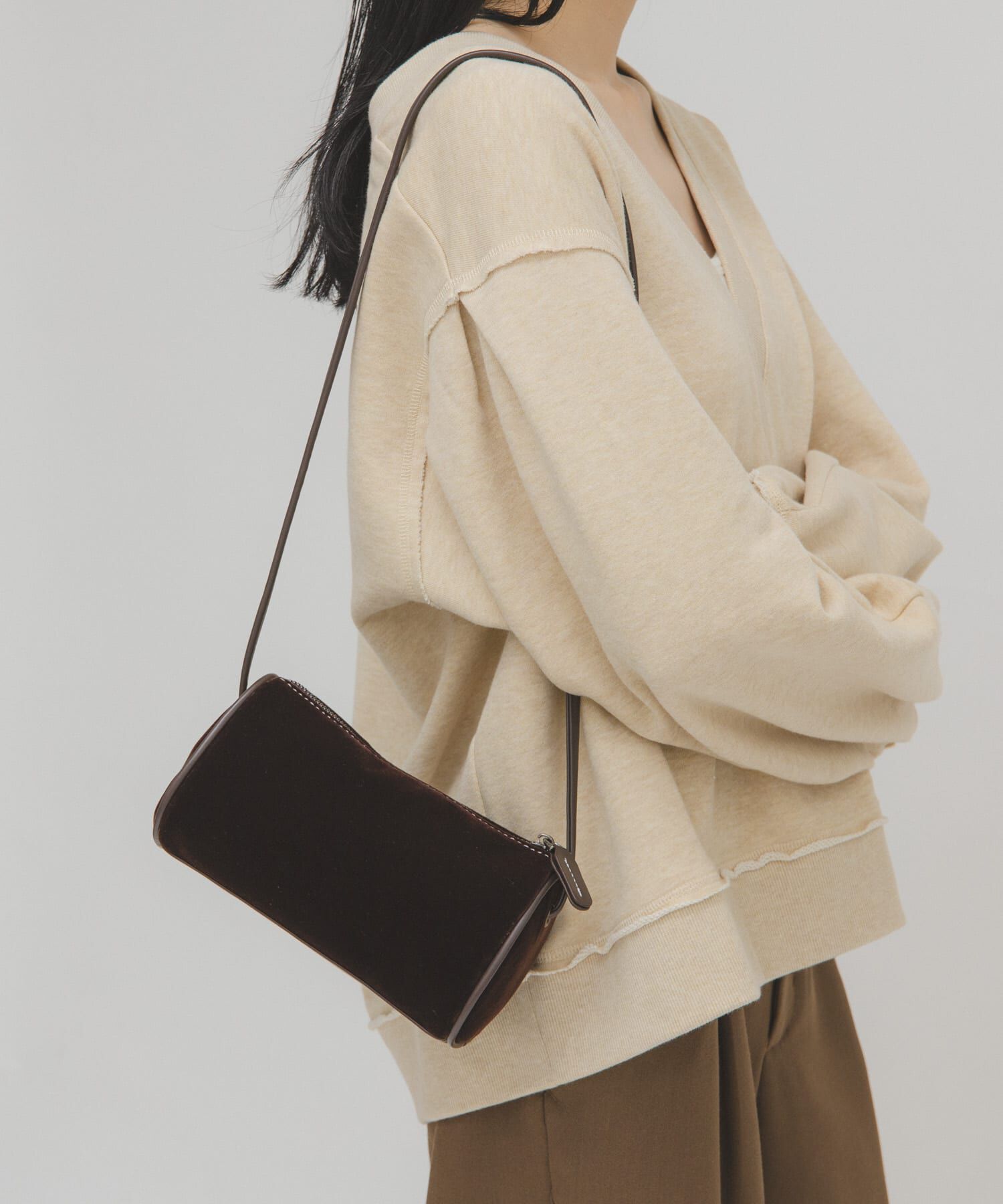  「ステッチデザインベロアミニBAG」|ショルダー・メッセンジャー|