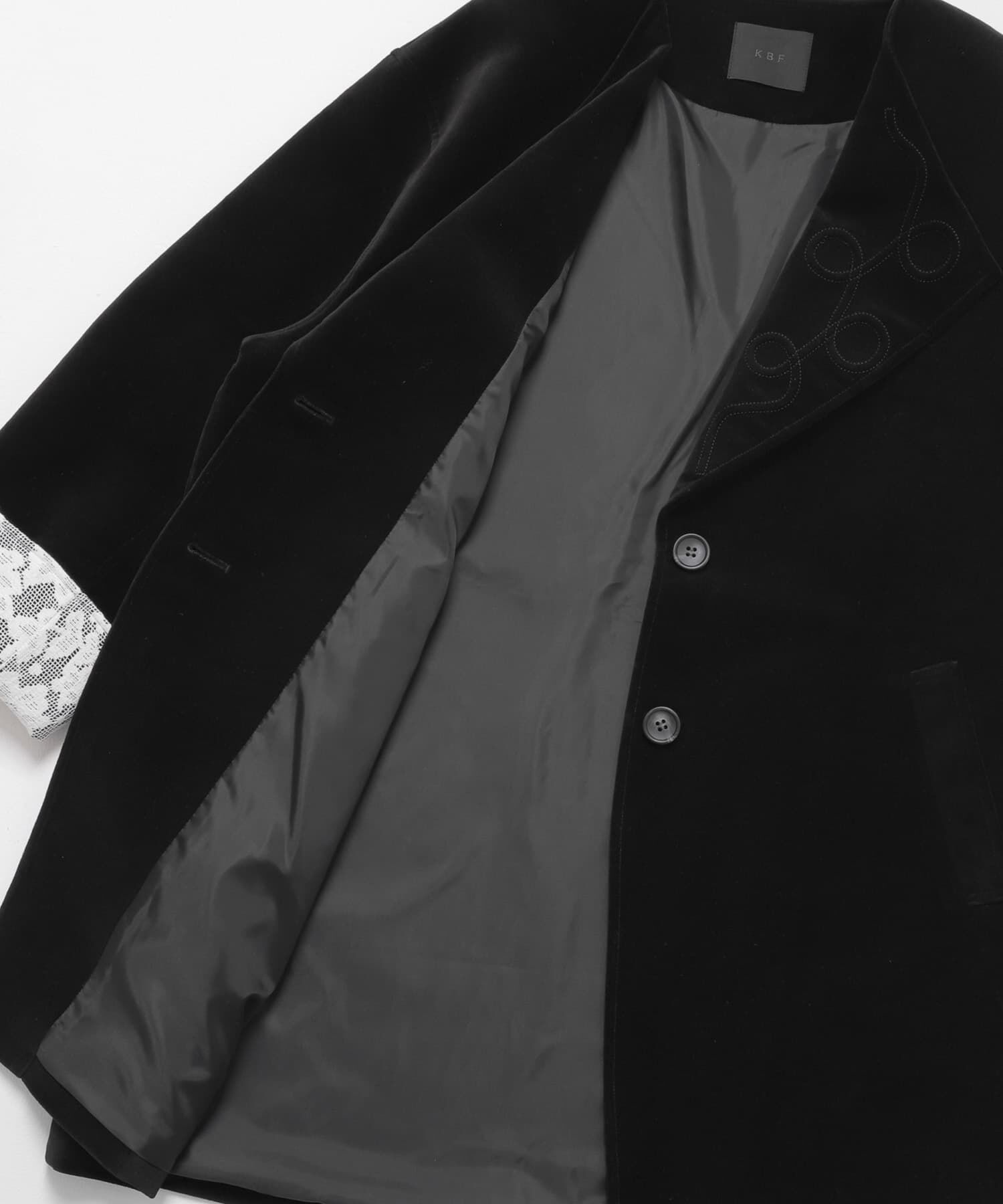  「ベロアBIGジャケット」|ノーカラーコート|