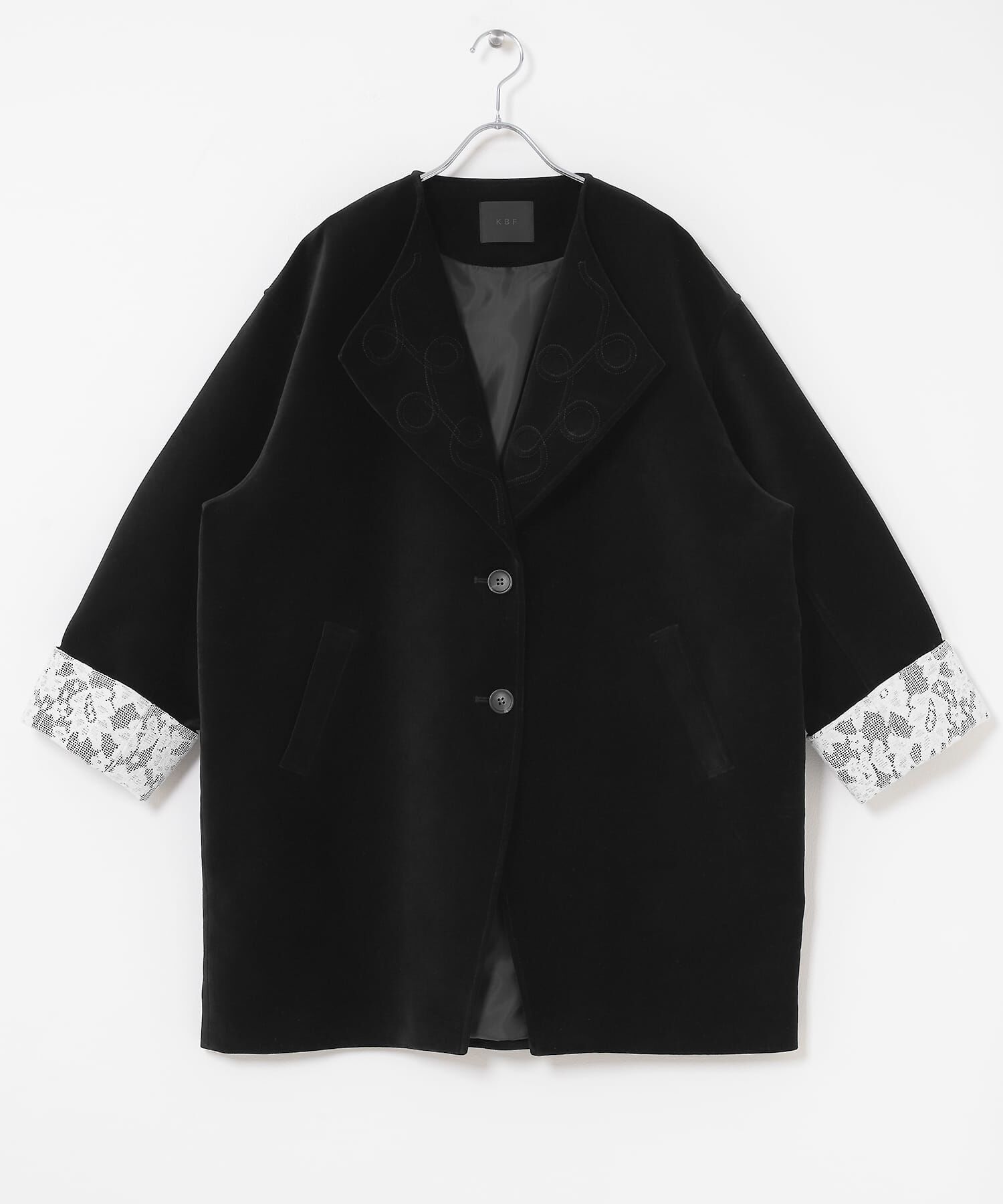  「ベロアBIGジャケット」|ノーカラーコート|