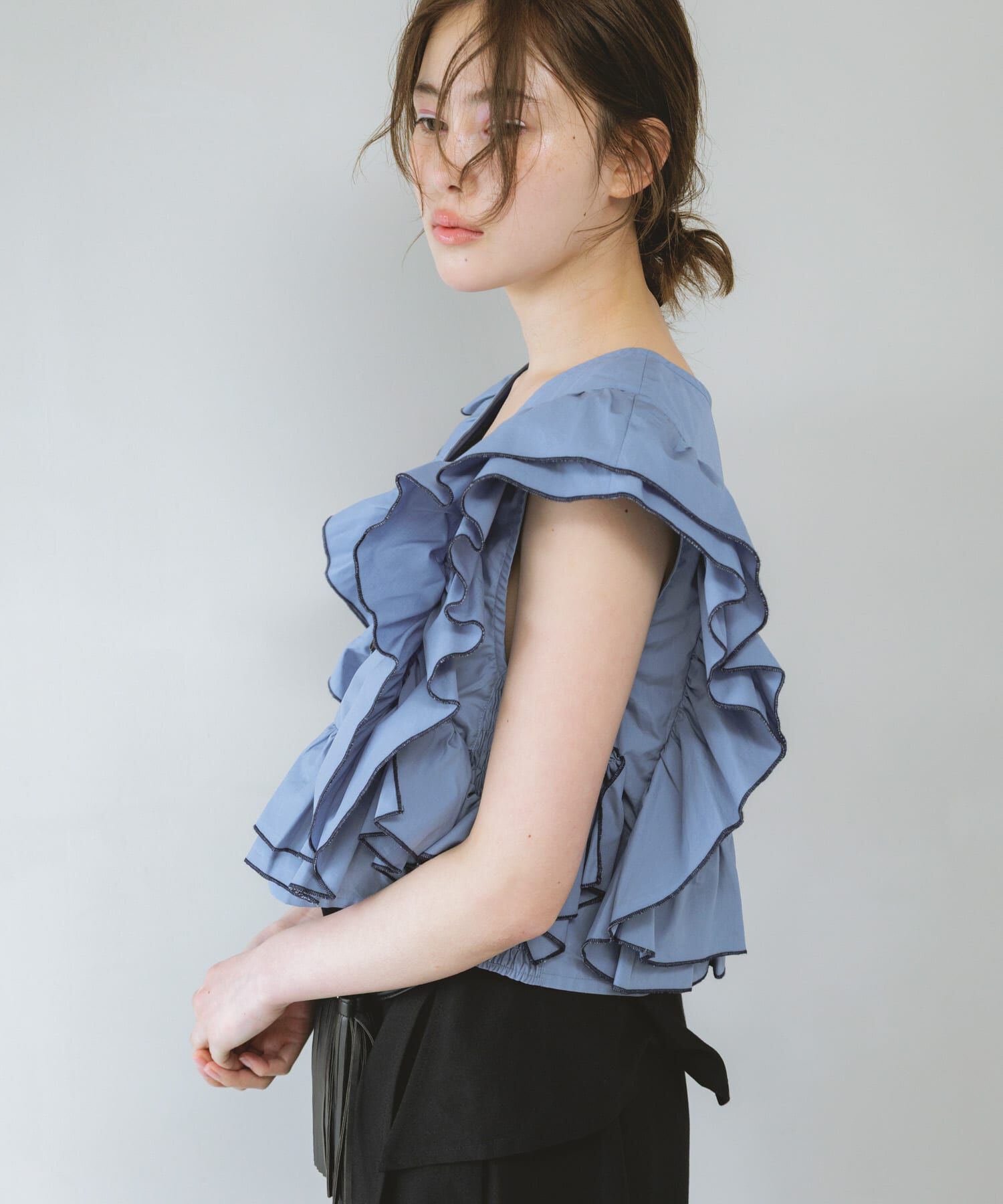  「2WAYバイカラーフリルブラウス」|シャツ・ブラウス|