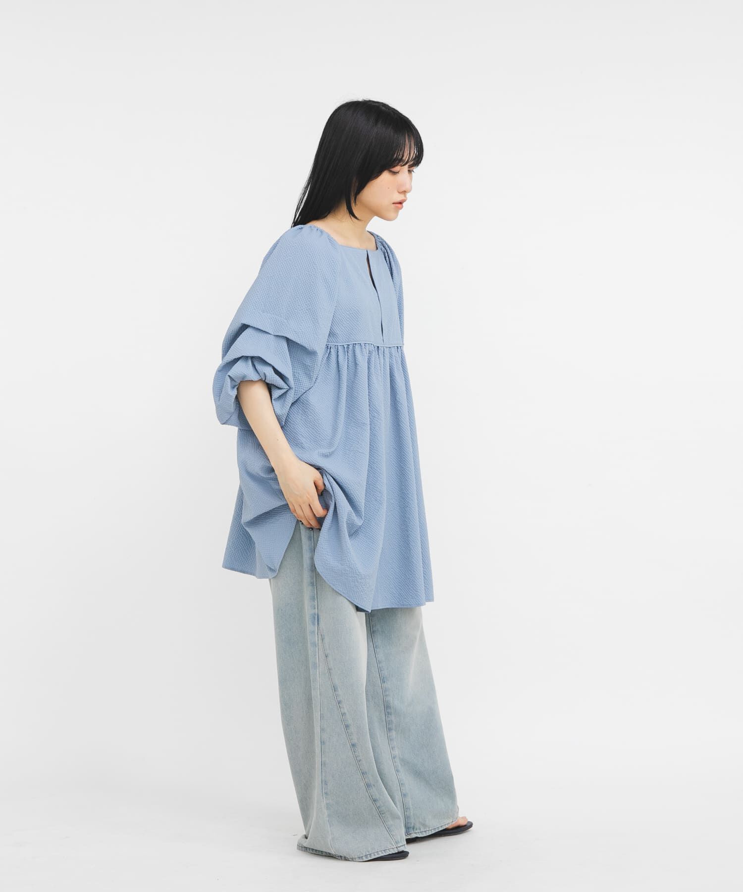  「タックスリーブミニワンピース」|その他|