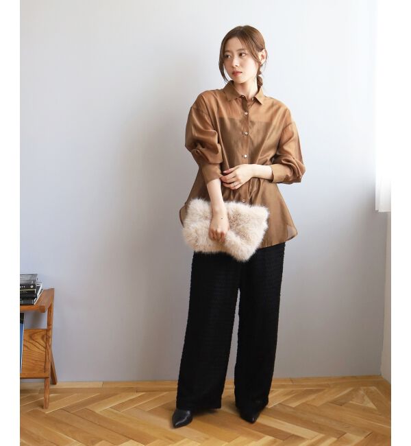 le.coeur blanc「《手洗い可能》シアーオーバーレギュラーカラーシャツ」|シャツ・ブラウス|