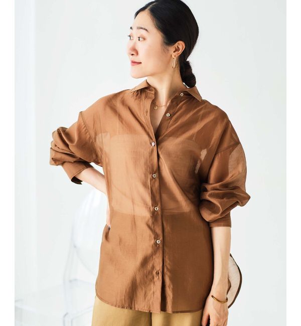 le.coeur blanc「《手洗い可能》シアーオーバーレギュラーカラーシャツ」|シャツ・ブラウス|