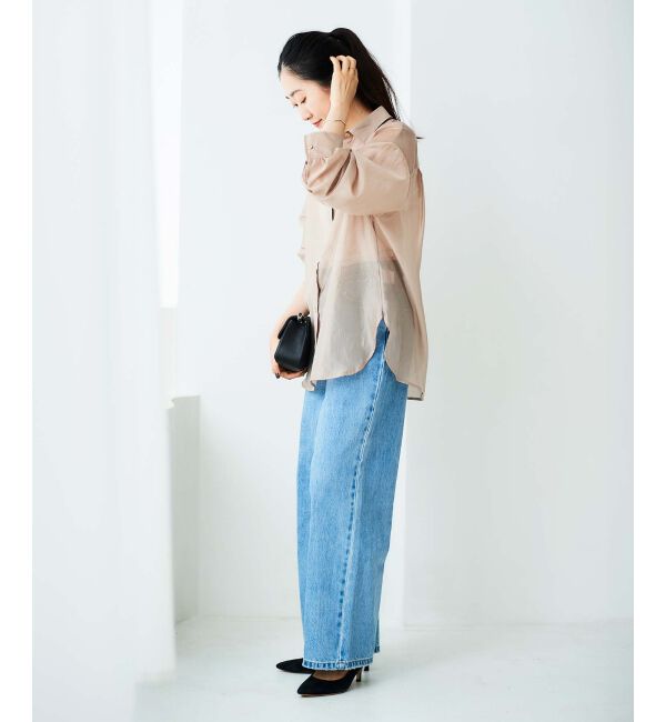 le.coeur blanc「《手洗い可能》シアーオーバーレギュラーカラーシャツ」|シャツ・ブラウス|