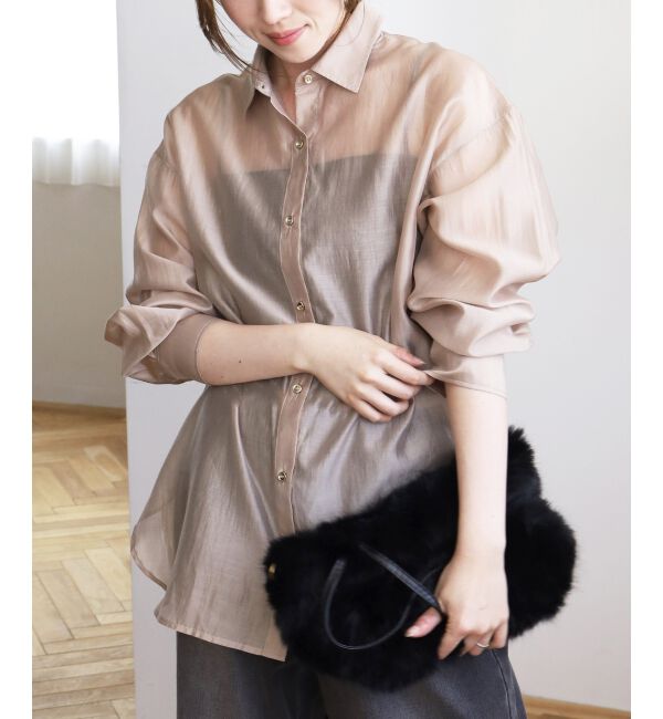 le.coeur blanc「《手洗い可能》シアーオーバーレギュラーカラーシャツ」|シャツ・ブラウス|