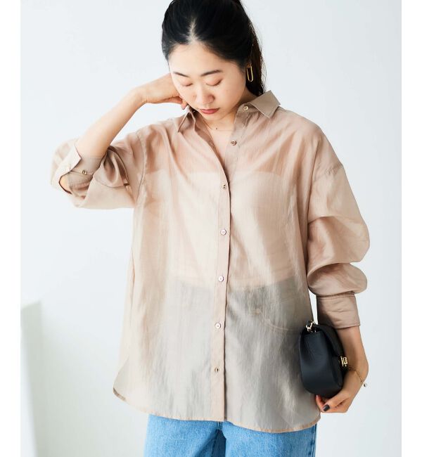 le.coeur blanc「《手洗い可能》シアーオーバーレギュラーカラーシャツ」|シャツ・ブラウス|
