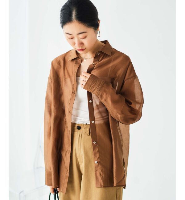 le.coeur blanc「《手洗い可能》シアーオーバーレギュラーカラーシャツ」|シャツ・ブラウス|