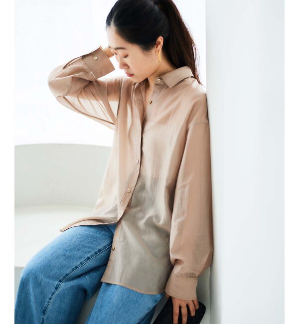 le.coeur blanc「《手洗い可能》シアーオーバーレギュラーカラーシャツ」|シャツ・ブラウス|