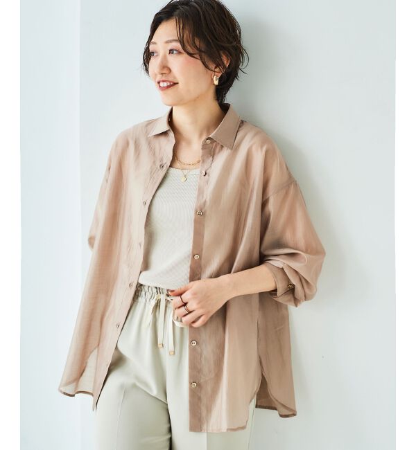 le.coeur blanc「《手洗い可能》シアーオーバーレギュラーカラーシャツ」|シャツ・ブラウス|