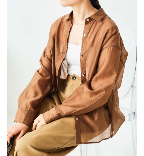 le.coeur blanc「《手洗い可能》シアーオーバーレギュラーカラーシャツ」|シャツ・ブラウス|