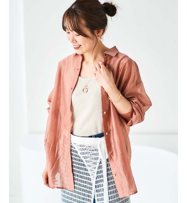 le.coeur blanc「《手洗い可能》シアーオーバーレギュラーカラーシャツ」|シャツ・ブラウス|