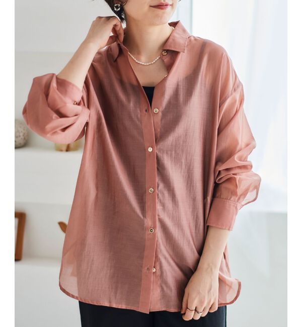 le.coeur blanc「《手洗い可能》シアーオーバーレギュラーカラーシャツ」|シャツ・ブラウス|