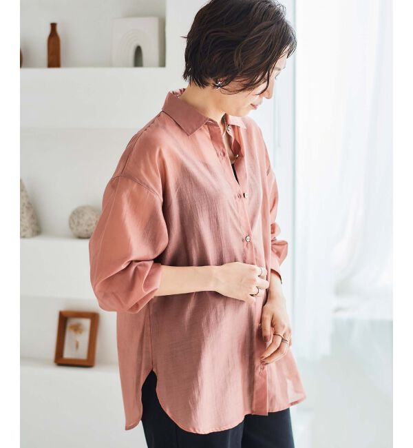 le.coeur blanc「《手洗い可能》シアーオーバーレギュラーカラーシャツ」|シャツ・ブラウス|