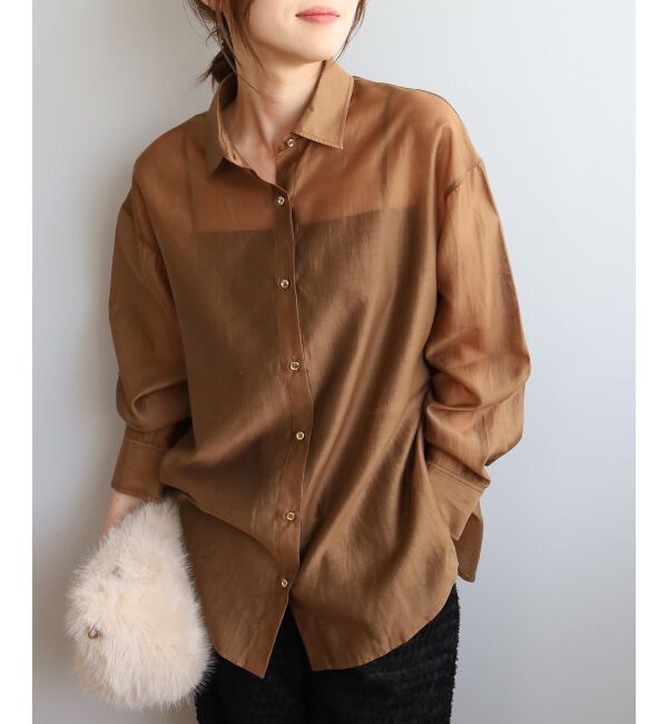 le.coeur blanc「《手洗い可能》シアーオーバーレギュラーカラーシャツ」|シャツ・ブラウス|