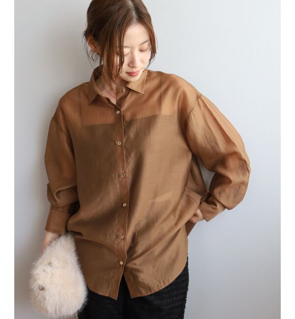 le.coeur blanc「《手洗い可能》シアーオーバーレギュラーカラーシャツ」|シャツ・ブラウス|