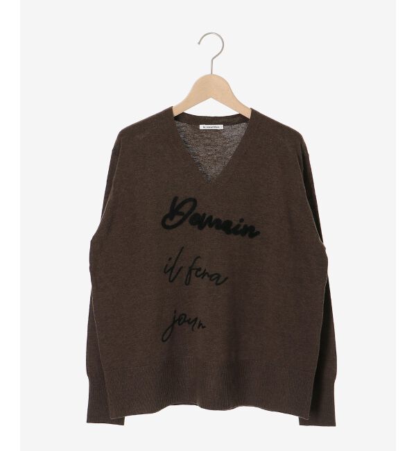  「フレーズロゴ刺繍Vネックニット」|ニット・セーター|
