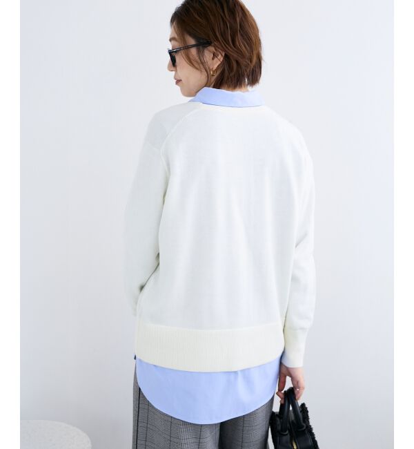  「フレーズロゴ刺繍Vネックニット」|ニット・セーター|