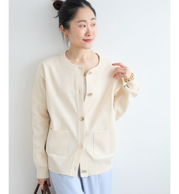  「《WEB限定アイテム》ウォッシャブルクルーネックカーディガン」|カーディガン|アイボリー