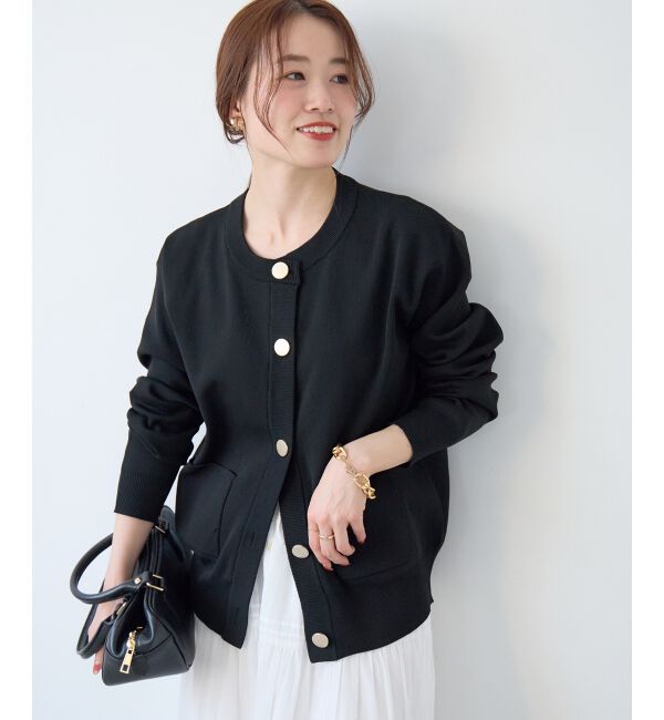  「《WEB限定アイテム》ウォッシャブルクルーネックカーディガン」|カーディガン|ブラック