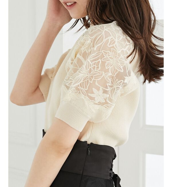 MAJESTICLEGON「エンブロイダリーフラワーニット」|ニット・セーター|