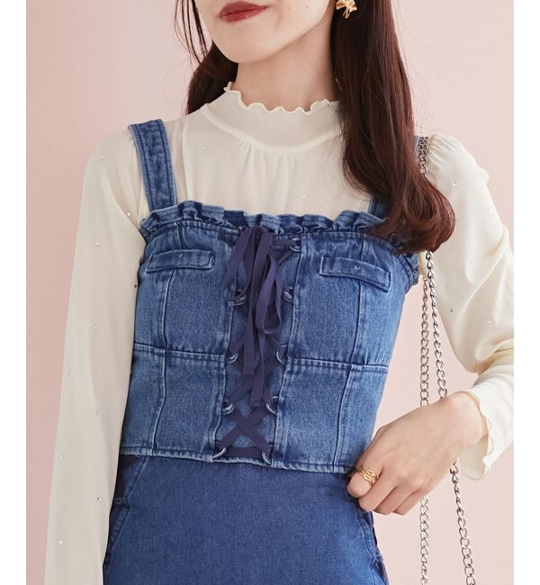 MAJESTICLEGON「フロントレースアップビスチェ」|キャミソール|