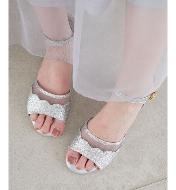  「スカラップローヒールサンダル」|サンダル|