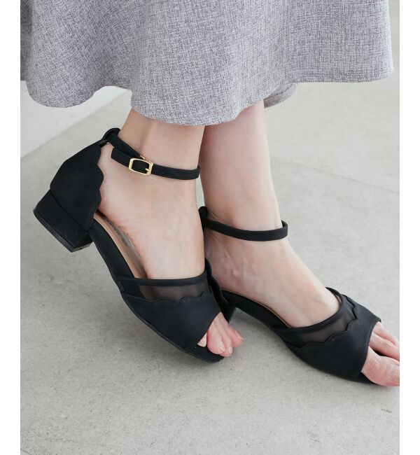  「スカラップローヒールサンダル」|サンダル|