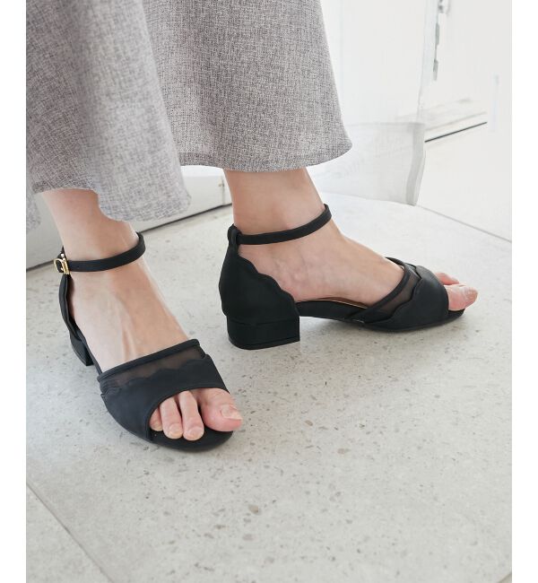  「スカラップローヒールサンダル」|サンダル|