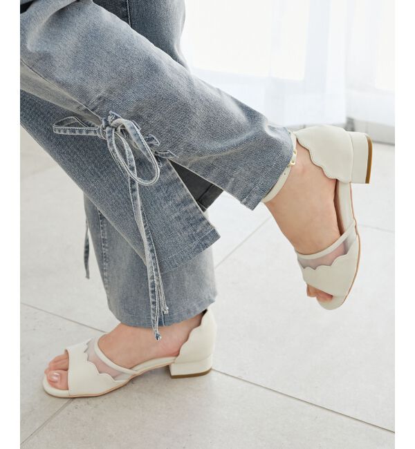  「スカラップローヒールサンダル」|サンダル|