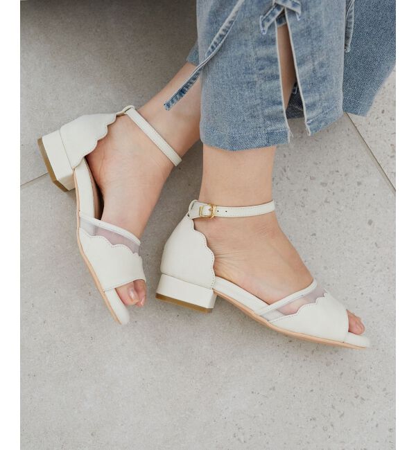  「スカラップローヒールサンダル」|サンダル|