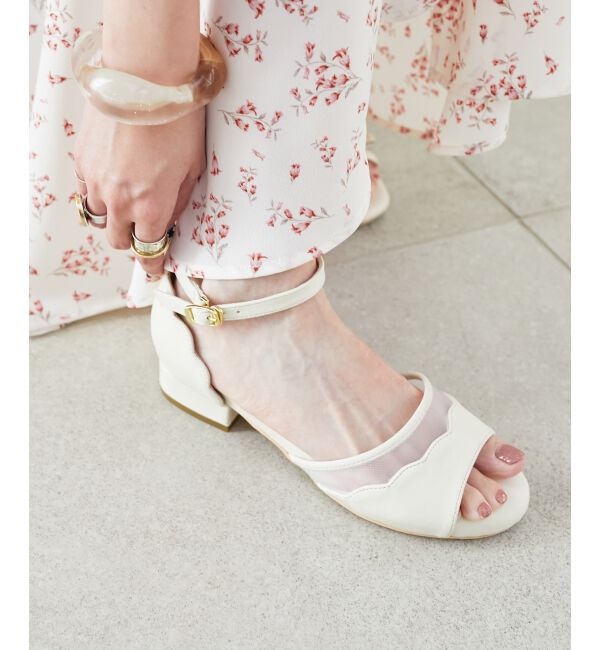  「スカラップローヒールサンダル」|サンダル|