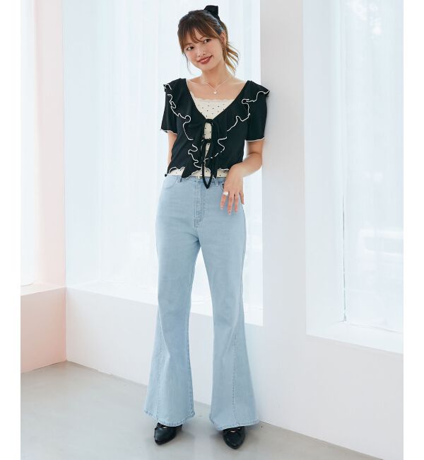  「ヒップハートフレアパンツ」|デニム|