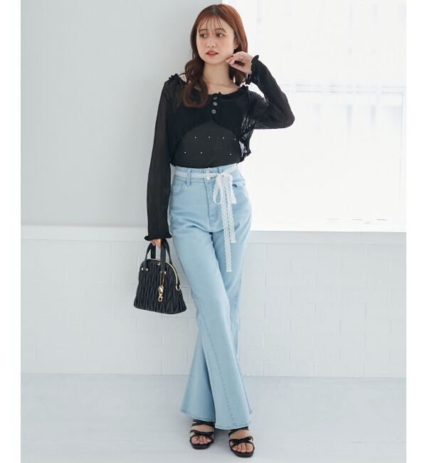  「ヒップハートフレアパンツ」|デニム|