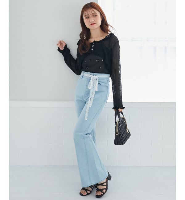  「ヒップハートフレアパンツ」|デニム|